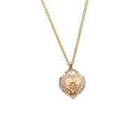 crayfomo 18K chapado en oro doble corazón cz colgante collar-chispeante micro-pavé amor encanto clavícula cadena, regalo de joyería romántica ajustable para las mujeres