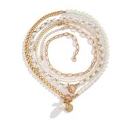 crayfomo 2 piezas collar de perlas para mujer, S925 plata esterlina colgante collar joyería regalo, día de la madre cumpleaños boda San Valentín fiesta de Navidad 18K delicado único blanco perla