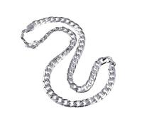 crayfomo 20" Thick 8MM Sterling Silver Plated Men's Chain Necklace - Durable Sideways Link Design for Everyday Wear & Special Occasion Gift