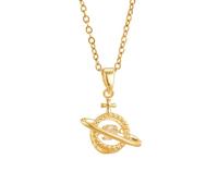 crayfomo Aleación de diamantes luna colgante gargantilla collar estético espacio planeta estrella collares joyería para las mujeres
