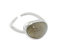 crayfomo Anillo de diseño minimalista de plata pura, anillo ajustable de piedra lunar, adecuado para uso diario, citas y reuniones de mejores amigos para mujeres