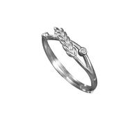 crayfomo Anillo de la gaja del trigo para las mujeres, plata banda ajustable con ZIRCON acentos cottagecore naturaleza inspirado joyería regalo