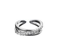 crayfomo Anillo de sensación alto nivel cruzado diamantes moda anillo sentido diseño nicho apertura línea geométrica ajustable estilo regalo para mujeres