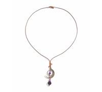crayfomo Brown Cordon Lune y gargantilla collar amatista para las mujeres, Vintage bronce ajustable Boho joyería
