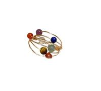 crayfomo Chakra Gemstone Planet Band - 7 Color Natural Stone Beaded Band, Gold-Plated Multi-Layer Wire Wrap Statement band for Women Spiritual Healing Jewelry