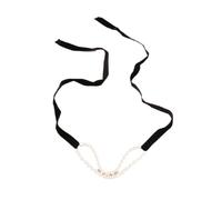crayfomo Cinta negra de doble capa collar de gargantilla de perlas collar de declaración de cinta ajustable joyería vintage romántica adecuada para fechas, fiestas y vida diaria