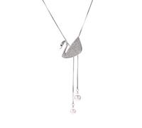 crayfomo Cisne collar plata cúbicos zirconia elegante Cisne colgante ajustable cadena larga suéter collar moda accesorio regalo para las mujeres