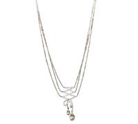 crayfomo Collar cinta ballet y mariposa plata, cadena clavicular multicapa con piedras, joyería moda dulce para mujer