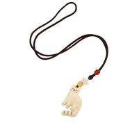 crayfomo Collar colgante de cordón de gato blanco lindo suave, adorno de forma de gato de curación, cuerda tejida literaria, cadena de suéter larga personalizada