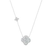 crayfomo Collar colgante de trébol chapado en oro blanco de 18 quilates para mujer-Collar Y ajustable con micro-pavé de circonio, regalo de joyería de trébol de cuatro hojas de la suerte para ella