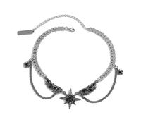 crayfomo Collar de borla estrellada de ala oscura, accesorio de estilo de vampiro punk gótico, diseño de superposición de múltiples capas de aleación, accesorio de personalidad exagerada