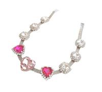 crayfomo Collar de gargantilla de gema de corazón plateado de plata esterlina para mujer-rojo y púrpura cz cluster neckline jewelry, regalo de declaración romántica ajustable