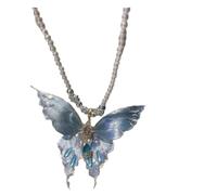 crayfomo Collar de mariposa azul delicado lindo mariposa perla colgante collar aniversario o regalo de cumpleaños para los amantes de la mariposa, joyería fina para mujeres