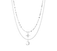 crayfomo Collar fresco de la atmósfera, collar apilado de la luna de la estrella, joyería versátil de lujo ligera, conveniente para los desplazamientos diarios de las mujeres y el desgaste que data