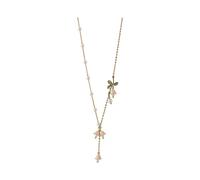 crayfomo Collar vintage de perlas cultivadas con orquídeas de lirio del valle, cadena de clavícula, collar de verano, joyería de lirio del valle para mujer, talla única, Acero aleado, Cristal
