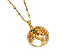 crayfomo Color Hollow Goddess Tree of Life Pendant Necklace Temperament Luxury Niche