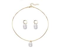 crayfomo Conjunto de joyas de perlas para mujer aleación collar de perlas sintéticas y pendientes colgantes para la moda diaria del partido del desgaste, 45cm