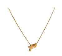 crayfomo Cross Heart Pendant Necklace, Gold Plated Stainless Steel Minimalist Adjustable Clavicle Chain, for Women Daily Wear and Gift Giving