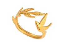 crayfomo Dove anillos de dedo abiertos ajustables de hoja de olivo, anillo de amor y paz en tono dorado para mujer joyería de mano diaria regalo elegante para mujeres hombres