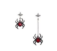crayfomo Edgy Punk asimétrico araña espárragos, pendientes de acero inoxidable negro, gótico mal emparejado joyería diseño, Halloween Rock accesorio regalo, Unisex Bold Goth pendiente conjunto