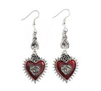 crayfomo Edgy Punk Rose corazón pendientes, diseño gótico de mal de ojo rojo sangre, Vintage cuelgan joyas de gota, accesorios de Halloween de plata esterlina, regalo de fiesta de vampiro Unisex