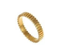 crayfomo Gear Pattern Ring, Made of Titanium Steel, Golden Vertical Stripe Ring, Unique Jewelry for Personal Style and Charming Accessory for Parties