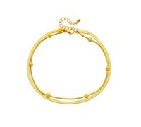 crayfomo Gold Anklets Bracelet for Women Waterproof, Double Layer Chain Anklet, Gold Round Beaded Stainless Steel Adjustable, for Women Beach Party Daily Wear