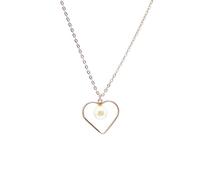 crayfomo Heart Pearl Pendant Necklace, Rose Gold Dancing Heart Floating Charm, 16-18 Inch Adjustable Chain, for Women Girls Birthday Gift