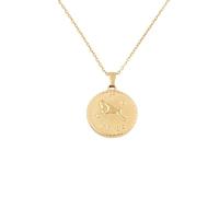 crayfomo Ins estilo retro moneda redonda marca Aries colgante 18k doce constelaciones collar de acero de titanio femenino de alto grado sentido no se desvanece, regalos de joyería, puede grabar