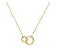 crayfomo Interlocking Circle Pendant Necklace, Gold Plated Stainless Steel, Minimalist Luxury Design, Polished Smooth Finish, for Women & Office Professionals
