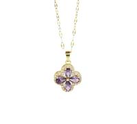 crayfomo Lady Violet Four-Leaf Clover Necklace, Drop-shaped Zircon Pendant Necklace, Unique Jewelry and Attractive Accessories for Party Occasions