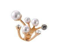 crayfomo Lady's Pearl Ring, Adjustable Open Setting Diamond Ring, Unique Jewelry and Charming Accessory for Parties