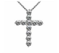 crayfomo Lady's Silver Cross Necklace, Zircon Pendant Necklace, Unique Jewelry and Charming Accessories for Parties