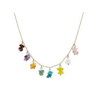 crayfomo Multi-Color Stone Pendant Necklace, Titanium Steel Gold Plated Chain, Light Luxury Minimalist Adjustable Choker, for Women Daily Wear & Wedding Parties