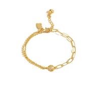 crayfomo Pulsera Oro Asimétrica para Mujeres con Abalorios & Cadena Clip Mixta, 8.5mm Esfera Cristal Pavé Encanto Ajustable Tobillera Pulsera, Dainty Y2K Joyería Latón