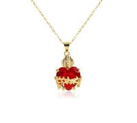 crayfomo Sacred Heart Necklace, Red Cubic Zirconia Gold Plated Cross Pendant Necklace for Women,Exquisite Jewelry for Daily Wear & Gift