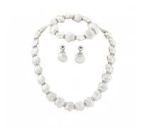 crayfomo Seashell Pearl Jewelry Set, Vintage French Style White Shell Necklace Bracelet Earrings, Elegant Coastal Gift for Women, Bridesmaids, Beach Weddings, Mother's Day