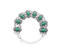 crayfomo Silver Bohemian Turquoise Bracelet, Vintage Ethnic Green Teardrop Retro Charm, for Women Daily Wear & Special Occasions