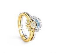 crayfomo Sol y Luna pareja anillos conjunto, ajustable a juego anillos con brillantes ZIRCON acentos celestial promesa anillos joyería regalo