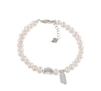 crayfomo Sweet and Cool Baroque Pearl Love Bracelet for Female, Niche Design, Fashionable Temperament, Lucky Happiness Tag Jewelry