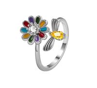 crayfomo The Lady's Rotating Flower Ring, The Open Adjustable Zirconia Ring, Personalized Jewelry and Charming Accessories for Parties