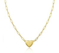 crayfomo Titanium Steel Heart Pendant Necklace, 18K Gold Plated Spring Clasp Curb Chain, for Women Daily Wear and Party Gifts
