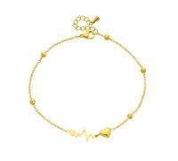 crayfomo Titanium Steel Heartbeat Bracelet for Women, Minimalist ECG Love Pulse Gold Plated Chain, Dainty Medical Theme Jewelry with Beads,for Women Daily Wear