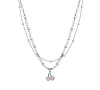 crayfomo Tono plata cereza colgante perla collar de cuentas-pieza de declaración de moda dulce
