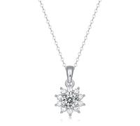 crayfomo Trendy Sunflower Inlaid Zircon Necklace, Niche Full Diamond One Carat Snowflake Pendant, High-end Accessory,the Best Gift for Women