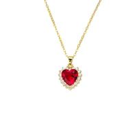 crayfomo Women's Heart-shaped Ruby Necklace, Zircon Pendant Necklace, Unique Jewelry and Charming Accessories for Parties