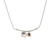 crayfomo Wood Grain Stone Two - Color Pendant Necklace,Silver Adjustable Chain with Minimalist Geometric Charm, for Women Daily Wear and Office Ladies