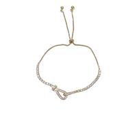 crayfomo Zircon Horse Shoe Bracelet, Adjustable Gold Cubic Zirconia Adjustable Slider Clasp, for Women Daily Wear and Gift Giving