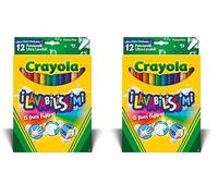 CRAYOLA - 12 Rotuladores Súper Lavables, Punta Fina, 12 Colores Brillantes, para la Escuela y el Ocio, 58-6671 (Paquete de 2)