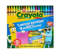 Crayola 64 ceras, con colores de edición limitada y estuche de plástico, juego de colorear, regalo para niños a partir de 3 años